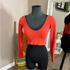 Out From Under Urban Outfitters Red/Orange Ribbed Crop Top M